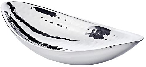 EDZARD Schale Halifax (L 27 cm, B 15 cm) aus Edelstahl gehämmert - Dekoteller, Dekoschale, Dekotablett - Schale, Servierschale, Schüsselschale, Metallteller für Deko, Blumen, Kerzen & Snacks