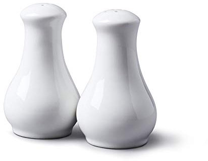WM Bartleet & Sons - Juego de salero y pimentero tradicional de porcelana (13 cm), cuerpo en forma de pera para un uso fácil, hecho de porcelana premium, acabado suave clásico