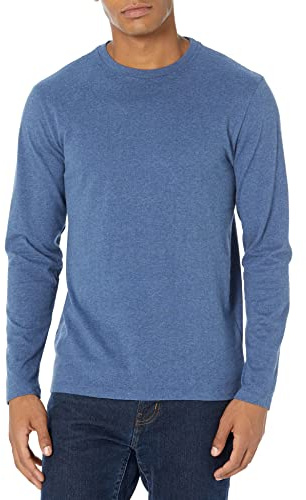 Amazon Essentials Camiseta de Manga Larga de Ajuste Normal Hombre, Azul Mezcla, XXL