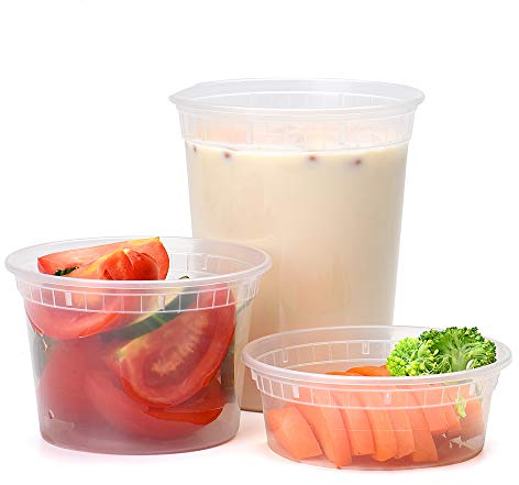 Glotoch 48 Pack (Mixed) 8 oz, 16 oz. and 32 oz. Plastic Food and Drink Storage Containers Set with Lids - Microwave, Freezer & Dishwasher Safe Eco-Friendly, BPA-Free, Reusable & Stackable