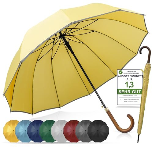 ADRIANO PORCARO® Stormsäkert XXL Paraply I Ø 120 cm Med Reflekterande Kant I 12 Stag I Med Skydd - för Män och Kvinnor