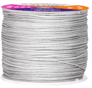 Mandala Crafts Jalousienschnur, schnur aus geflochtenem Nylon für RVs, Fenster, Lampenschirme und Rollen (1 mm, grau)