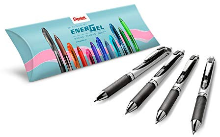 Pentel EnerGel XM BL77 Gelschreiber mit Druckmechanik, schwarz (4 Stück)