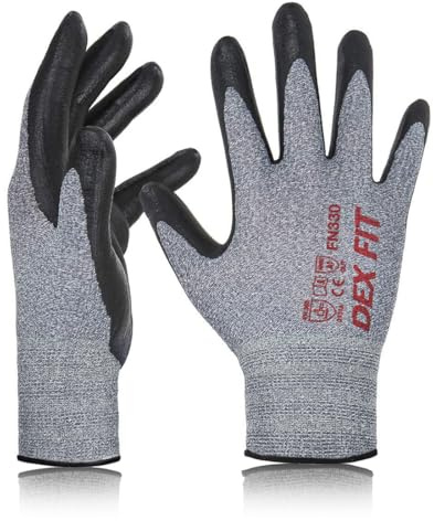 DEX FIT FN330 Arbeitshandschuhe Nitril, 3D Komfort-Passform, Touchscreen Handschuhe für Arbeit, Garten, Lager, Werkstatt und Montage, Damen & Herren Grau, XL, 1 Paar