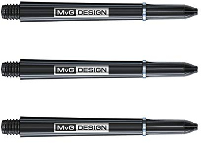 WINMAU Signature Nylon Noir et Argent MvG Conception Moyen Tiges de fléchettes - 1 Jeu par Paquet (3 Vols au Total)