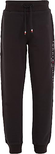 Tommy Hilfiger Bambini Unisex Pantaloni da Jogging Essential Sweatpants Cotone Bio, Nero (Black), 16 Anni