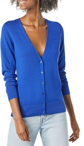 Amazon Essentials Kvinnors Lätt V-ringad cardigan tröja (finns i plusstorlek), Ljusblå, M