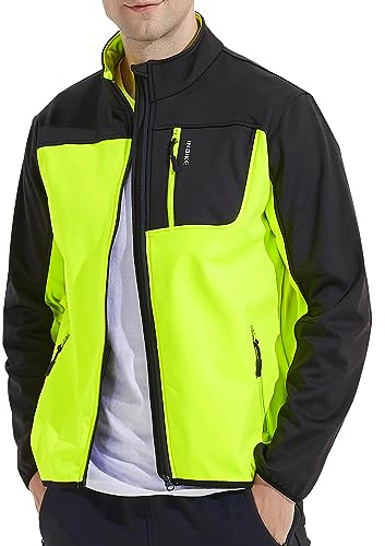 INBIKE Fahrradjacke Laufjacke sportliche softshelljacke warm winddicht wasserdicht MTB Laufen Joggen Bergsteigen Herren Stehkragen mit 2 Taschen Grün&Grau