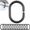 Anillos de Cortina de Ducha, 12 Piezas, en Negro, Diámetro Interior 46 x 29 mm, para Barras de Cortina de Ducha, Anillos de Ducha de Plástico Resistentes, Ganchos de Cortina de Ducha, C-Ring Gancho