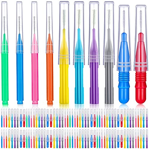 100 Pièces Cure-Dent Brosse Interdentaire Soie Dentaire Nettoyages Cure-Dents Tête de Soie Dentaire Brosse Interdentaire d'Hygiène Bucco-Dentaire Outil de Nettoyage des Dents