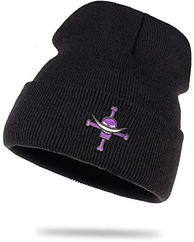 Whitebeard Logo Son Ruffy Luffy Naruto Saitama One Dragon Master Goku Ball Roshi Piece DB - Chapeau de Laine Chapeau d'hiver Roll Cap Bonnet Marin Unisexe pièce