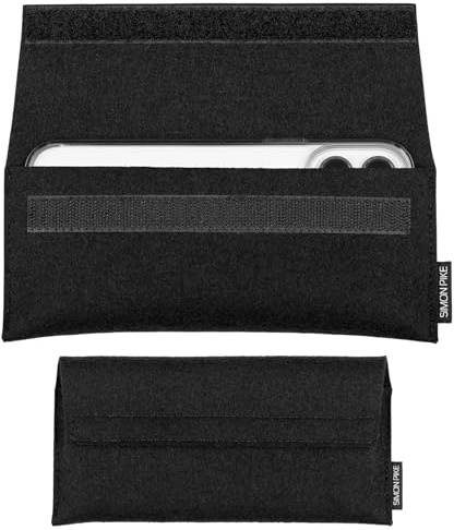 SimonPike Handyhülle passend für Apple iPhone 17 Pro Max | 16 Pro Max | 15 Pro Max (Gr. M) | New York schwarz Filztasche aus Wollfilz Handy/Smartphone Tasche