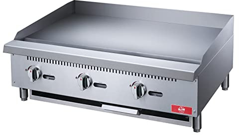 Commercial Countertop Griddle, ETL 36 Flat Top Grill Natural Gas (NG) / Propane, 3 Burners - 90000 BTU