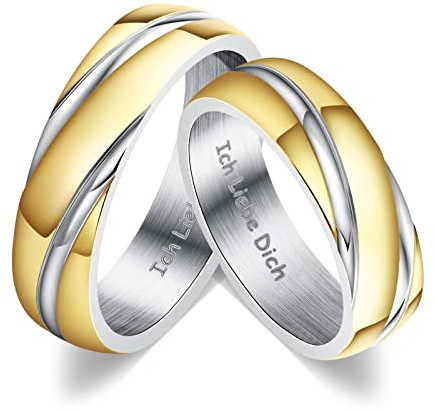 ANAZOZ Hochzeit Ringe Paar Edelstahl, Trauringe Paarpreis Bicolor mit Gravur Ich Liebe Dich Twisted Poliert Bandringe Breit 6mm