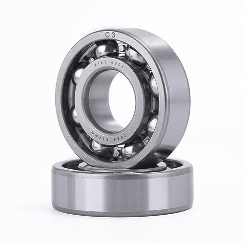 XiKe 2 st 6204 C3 kullager 20x47x14mm Öppet och kromat stål, Passar för DIY｜Bil｜Motorcyklar｜ATV｜Transmission｜Motor｜CNC｜Industri｜Jordbruk｜Ingenjör｜Trädgårdsmaskiner.