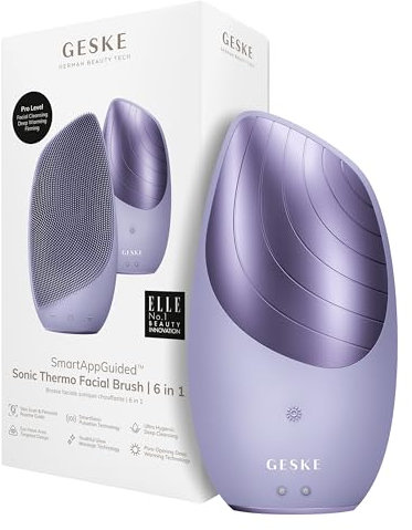 GESKE | Dispositivo SmartAppGuided™ Sonic Thermo Facial Brush | 6 in 1 | Pulizia della pelle | Spazzola per la pulizia con funzione riscaldante | Massaggiatore facciale | Spazzola viso elettrica