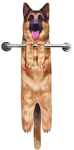 AGRIMONY Lustige Hunde Handtücher - Kawaii Deko für Küche Badezimmer - Personalisiertes Gadgets Einweihungs Muttertagsgeschenk für Frauen Männer Mama Papa Hundebesitzer Paare - German Shepherd