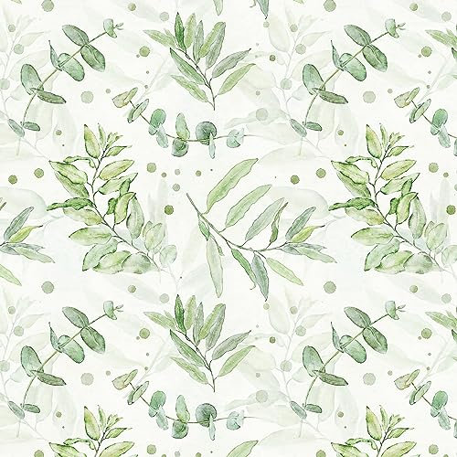 Timeet Self Adhesive Wallpaper Green Leaf Wallpaper Peel and Stick Wallpaper Eucalyptus Leaves Sticky Back Plastic 41x300cm Waterproof Vinyl Film for Wall Bedroom Kitchen Furniture Cabinet