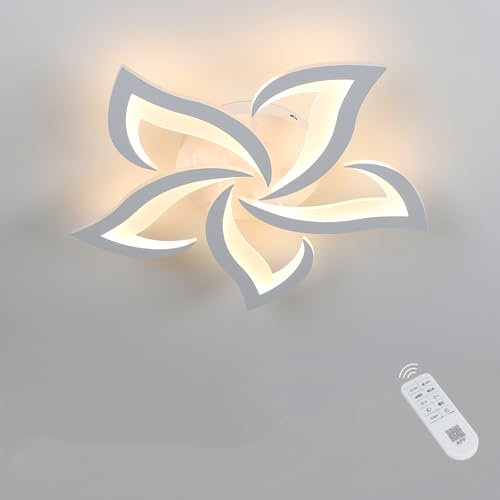 Riserva Plafoniera LED Soffitto Moderna Dimmerabile, 40W 4700LM Lampada da Soffitto con Telecomando/APP, Creativo Forma Di Fiore Lampadario in Acrilico Adatta Per Soggiorno, Camera Da Letto, Cucina