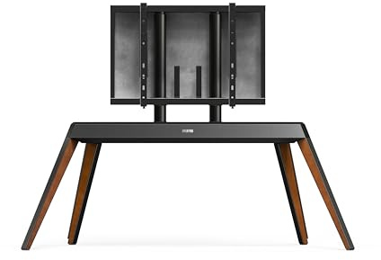 FITUEYES TV Ständer im Staffelei-Design, für 55–78 Zoll, bis 45 KG, Walnuss | TV Stand im Staffelei-Design, Höhenverstellbar & Schwenkbar, mit Kabelmanagement, für Wohn- und Arbeitsbereiche