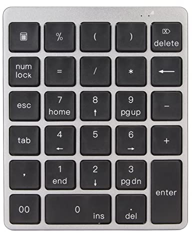 Dpofirs Teclado Numérico con Cable Portátil, Teclado Numérico Externo USB Recargable de 28 Teclas, Mini Teclado Numérico de Contabilidad Financiera Impermeable Compatible con iOS (Negro