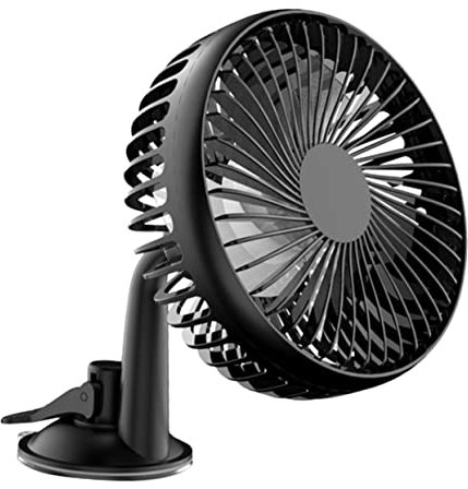 Ventilateur de Voiture Rechargeable USB 12v/24v, Tête Unique, Abs Noir