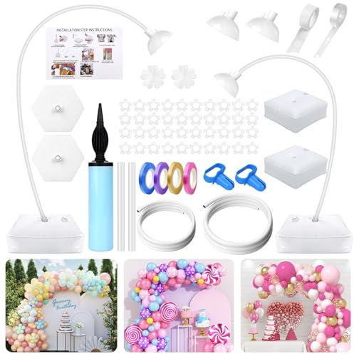 TEGOVE Kit d'arche de ballons réutilisable,support réglable avec base à remplir d'eau et bâtons en fibre durable pour mariage, remise de diplôme et anniversaire, décorations de Noël(1.5-2.5M)