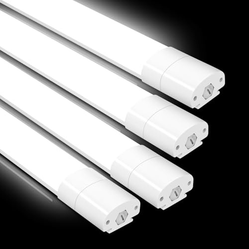 4er LED Feuchtraumleuchte 60CM, Deckenleuchte LED Röhre 20W 2200LM, IP65 Kellerleuchte, Wasserfest Feuchtraumlampe Wannenleuchte für Keller Werkstatt Garage Küche Bad Büro, Neutralweiß 4000K