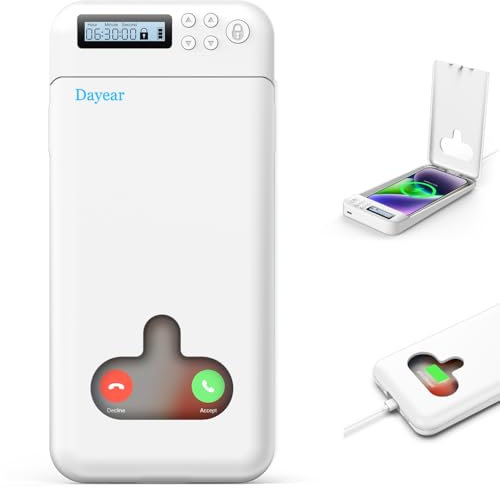 Dayear Phone Lock Box with Timer, Phone Jail, Portable Phone Lock Box, Self-Control Safe Timed Lock Box for iPhone/Android Phone(Max6.7Inch), Help Kids/Adults Prevent Phone Addiction (White)