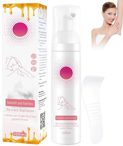 Spray per depilazione in schiuma da 100 ml, mousse di cera d'api, depilatorio lenitivo, depilatorio per donne e uomini, per braccia, ascelle, gambe e zona bikini
