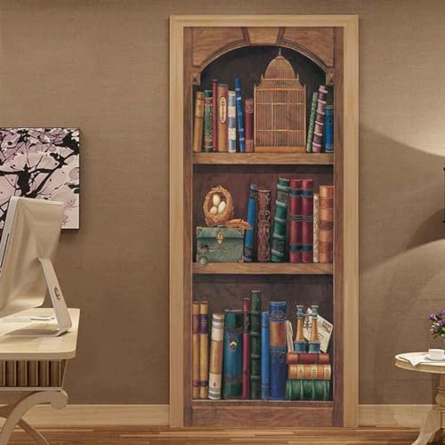 Tür Bekleben Mit Türtapete Selbstklebend Bücherregal Bücher Bücherregal 77 X 200 Cm | Tür Verschönern Mit Türfolie | Aufkleber Folie | Türposter Türklebefolie | Türwandaufkleber - Kunstfotos -7F6F2S2X