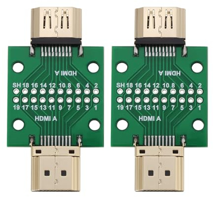OTOTEC HDMI-A-Stecker auf Buchse, 19-polig, 2,54 mm, doppelseitige Buchse, Breakout-Board-Stecker, Testplatine, Mini-Stecker mit Platine, Leiterplatte, 2 Stück