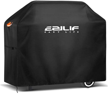 Ezilif Waterproof Barbecue Covers-165x70x125 cm, Oxford Heavy Duty Large BBQ Cover with Reflective Strips, Rip-Proof, UV & Waterproof Outdoor Gas Barbecue Cover for Weber, Brinkmann, Char Broil
