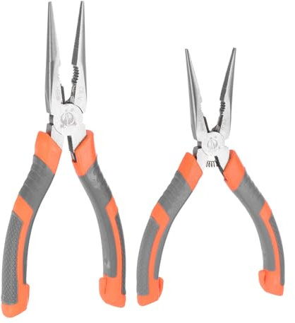 sourcing map Long Nose Pliers Set 8/6 Needle Nose Pliers with Wire Cutters Comfort Grip for Cutting Banding Wire
