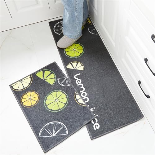 LULUMAIC Las alfombras y tapetes de Cocina Son Antideslizantes y absorben el Agua. Alfombra de Corredor Lavable. Juego de 2 tapetes Antideslizantes para el Frente del Fregadero, lavandería, Pasillo,