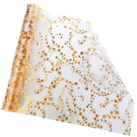 Organza Tischläufer Sterne 28CM×8M, Stutfree Gold Tischdecken Dekostoff, Tischläufer Gold Tischband für Weihnachten & Adventszeit, Festliche Dekoration zu besonderen Anlässen