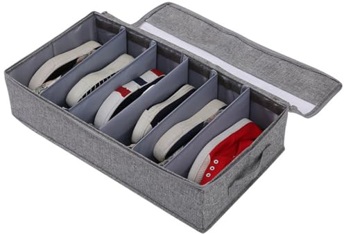 Lkw Ogechi Unterbett Aufbewahrungsbox für Schuhe, Unterbett Schuh Organisierer Aufbewahrungsbox mit 6 Fächern, Faltbare Schuhaufbewahrung Stasche mit Deckel, Platzsparende