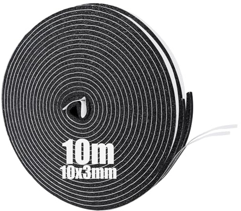 Storystore Dichtungsband Selbstklebend, Schaumstoff Dichtungsband 10mm(B) x3mm(D), Moosgummi selbstklebend für Tür Fenster, türdichtung, wetterfest, Anti-Kollision, Schalldämmung, Gesamtlänge 10 m