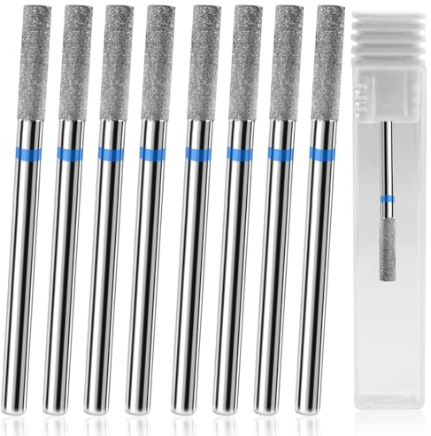 Lot de 8 forets pour le nettoyage des cuticules, foret à cuticules embout ponceuse ongles cuticule en forme de colonne diamantée pour le nettoyage des cuticules,Manicure Pedicure Polishing Kit