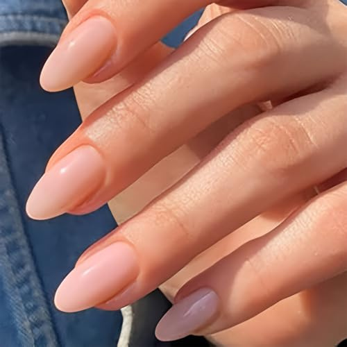 IKOPFLN 24 pezzi di unghie finte a pressione per donna, corte con glitter, rosa, bianco, ombre, manicure artificiale, adatte per donne e ragazze, casa e feste fai da te