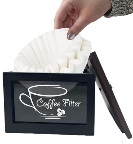 Porte-filtre à café, Récipient de filtre à café en bois, Support de filtre à café rustique, Rangement de filtre à café carré, Boîte de filtre à café de ferme, Accessoire de rangement pour bar à café,