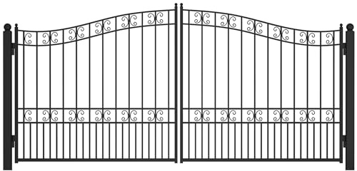 Simpol Home Dual Swing Driveway Gates, Floral Pattern Design Metal Security Outdoor Gates for Yard (Black, 14 x 7 Feet)
