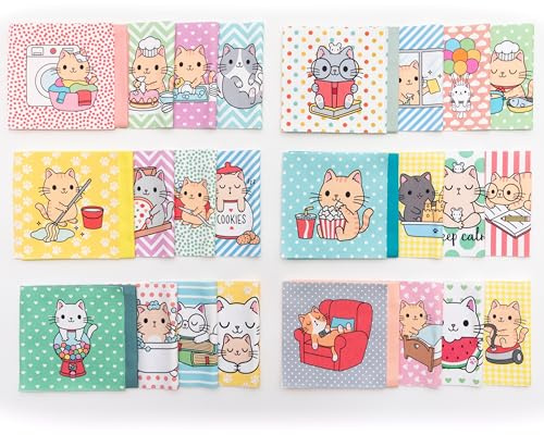 Lalikul stoffe Katze. Baumwolle Patchwork stoffepaket zum nähen. 42 verschiedene Motive. Ideal für Steppdecken, Decken und Spionage-Spiele für Kinder. Kleine Quadrate 12,7x12,7 zm.