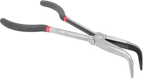 NDNCZDHC 11 Inch Steel Needle Nose Pliers, 90 Degree Bent Nose Pliers, Long Reach Needle Nose Pliers for Hard to Reach Narrow Spaces