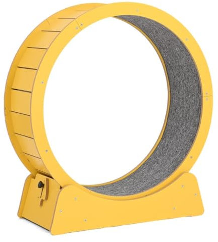DWZXL Katzenrad Kreatives Katzenlaufband mit Rollen for den Innenbereich, leises Katzenlaufrad, Cooles Haustier-Laufband, Katzenklettergerüst, Läufer for Katzen Cat Wheel(Yellow,XL)