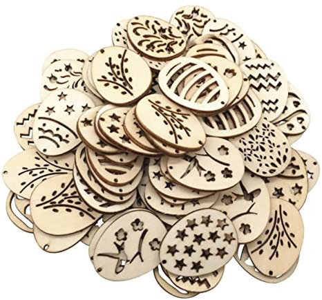 VILLCASE Ostern Handwerk Decor 200 Stücke Aushöhlen Holz Scheiben Band Dekorative Tags Für Home