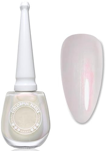 Nagellack Weiß, 13 Ml Perlmutt Nagellack, Nagelack Schnelltrocknend, White Nail Polish mit Rosa Shimmer Effect, Regular Nagelack Ohne UV Lampe für Frauen Mädchen (Pearl White)