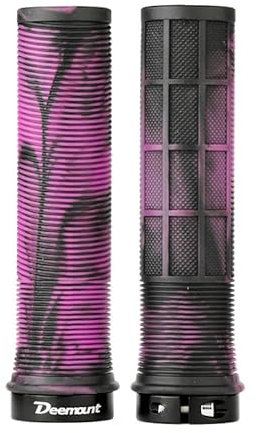 HESHUWEN Fahrradgriffe Fahrradlenkleiste Grips Anti-Skid Bar End Comfy Hand Gefühl MTB Radfahren Handstütze Stoßdämpfende Fahrradgriffe MTB Griffe(Black Purple)