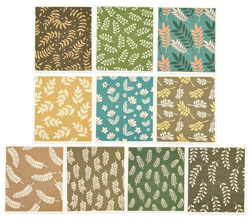Ghshanog 10Pcs Swedish Dishcloth,Reusable Cellulose Cotton Dish Towels,Super Absorbent Cleaning Cloth,Eco-Friendly Kitchen Sponge Cloths for Cleaning Pots and Bowls