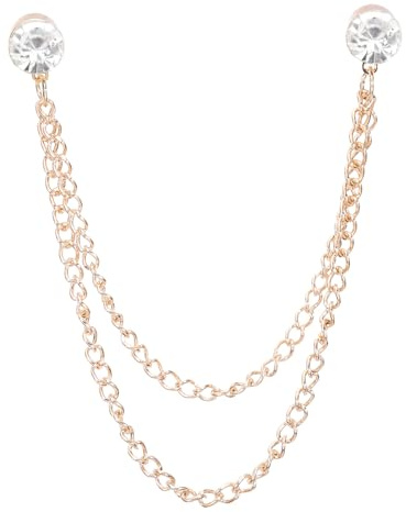PATIKIL Spille Da Cravatta Con Catena Di Cristalli, Catena Pendente Con Cristalli Rotondi, Spille Da Lapel Moderne Per Abiti Da Uomo E Donna, Cappello, Borse, Bouquet, Tono Oro (Bianco)